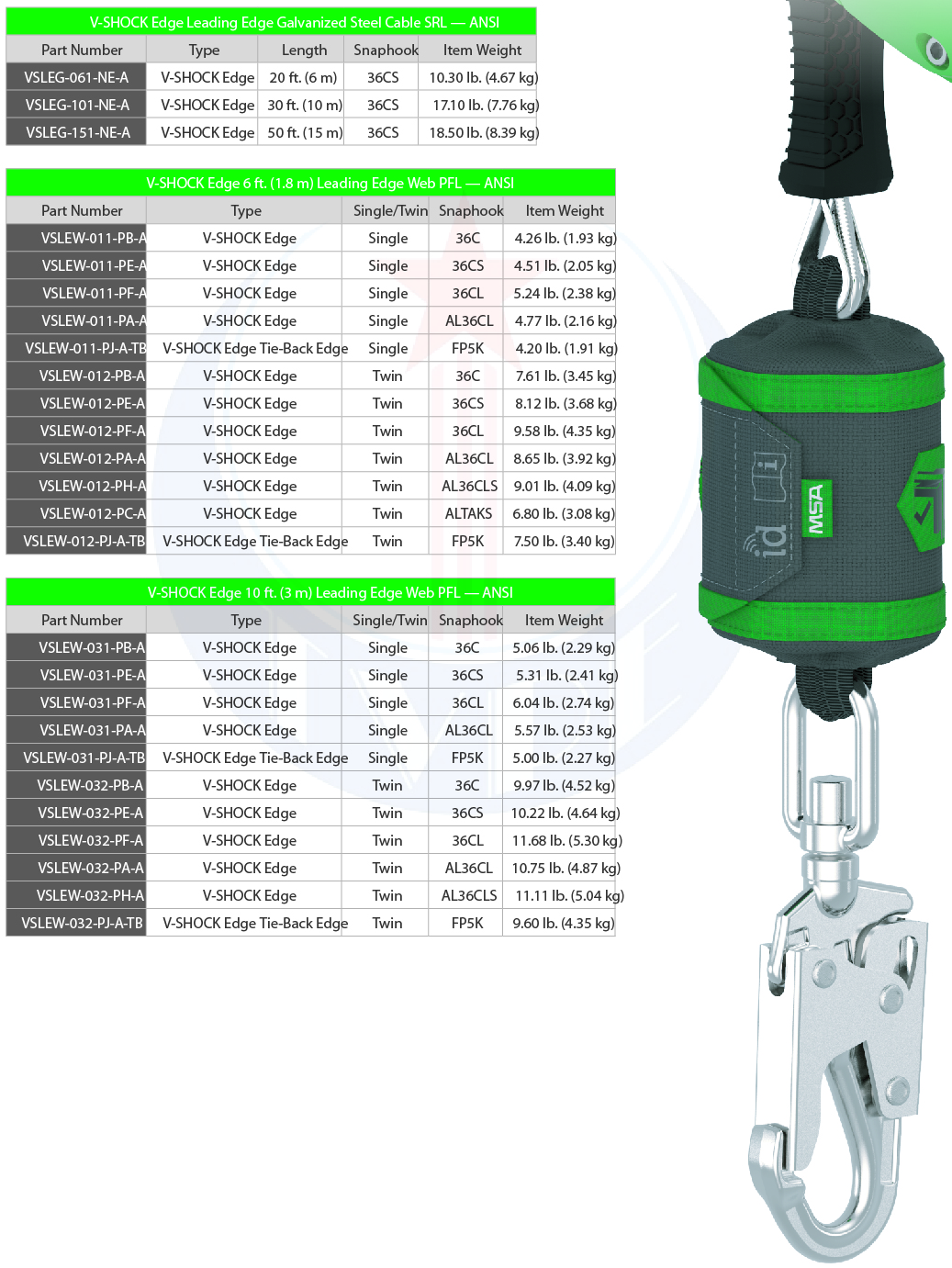 Dây tự rút tải trọng 45~181kg V-SHOCK